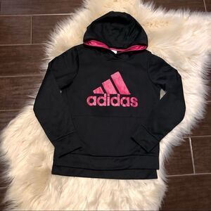 Adidas hoodie black/pink large girls